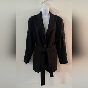 Black Women's Belted Jacket